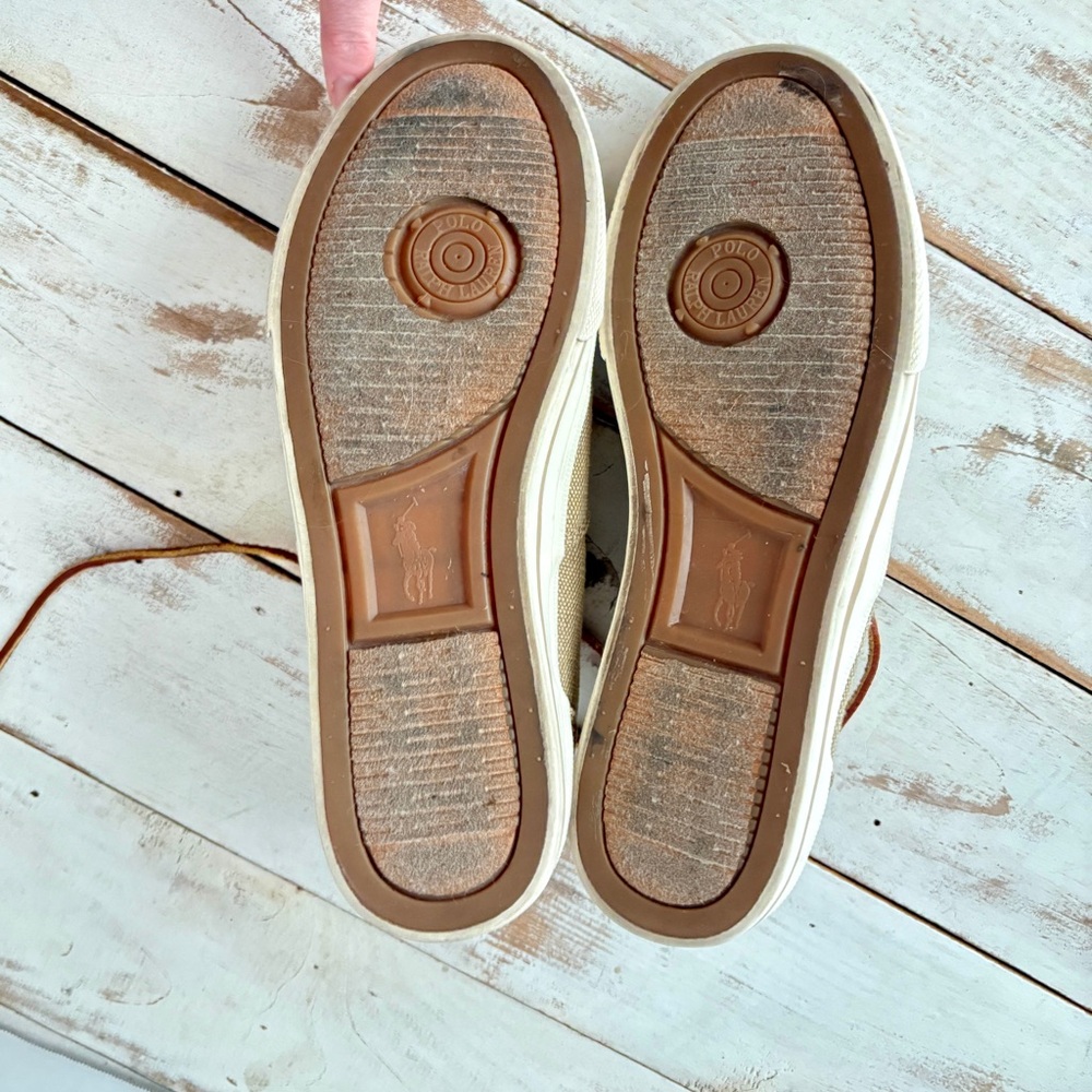 POLO Ralph Lauren Vaughn burlap suede sneakers preppy academia casual boat shoes - Picture 10 of 15